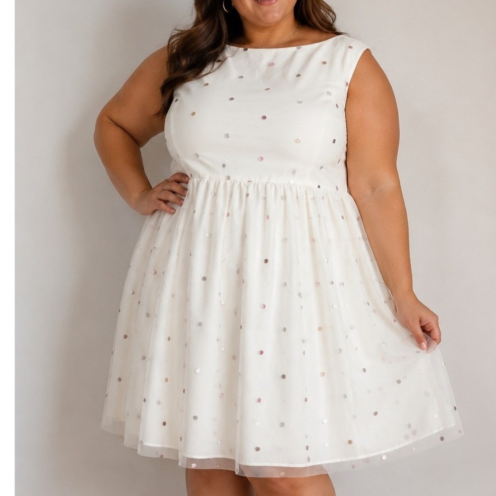 Magnolia Park Tulle Sequin Fit & Flare Dress Fairycore Preppy Whimsy Bridal Chic